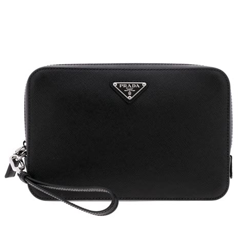 PRADA: Clutch in pelle saffiano .